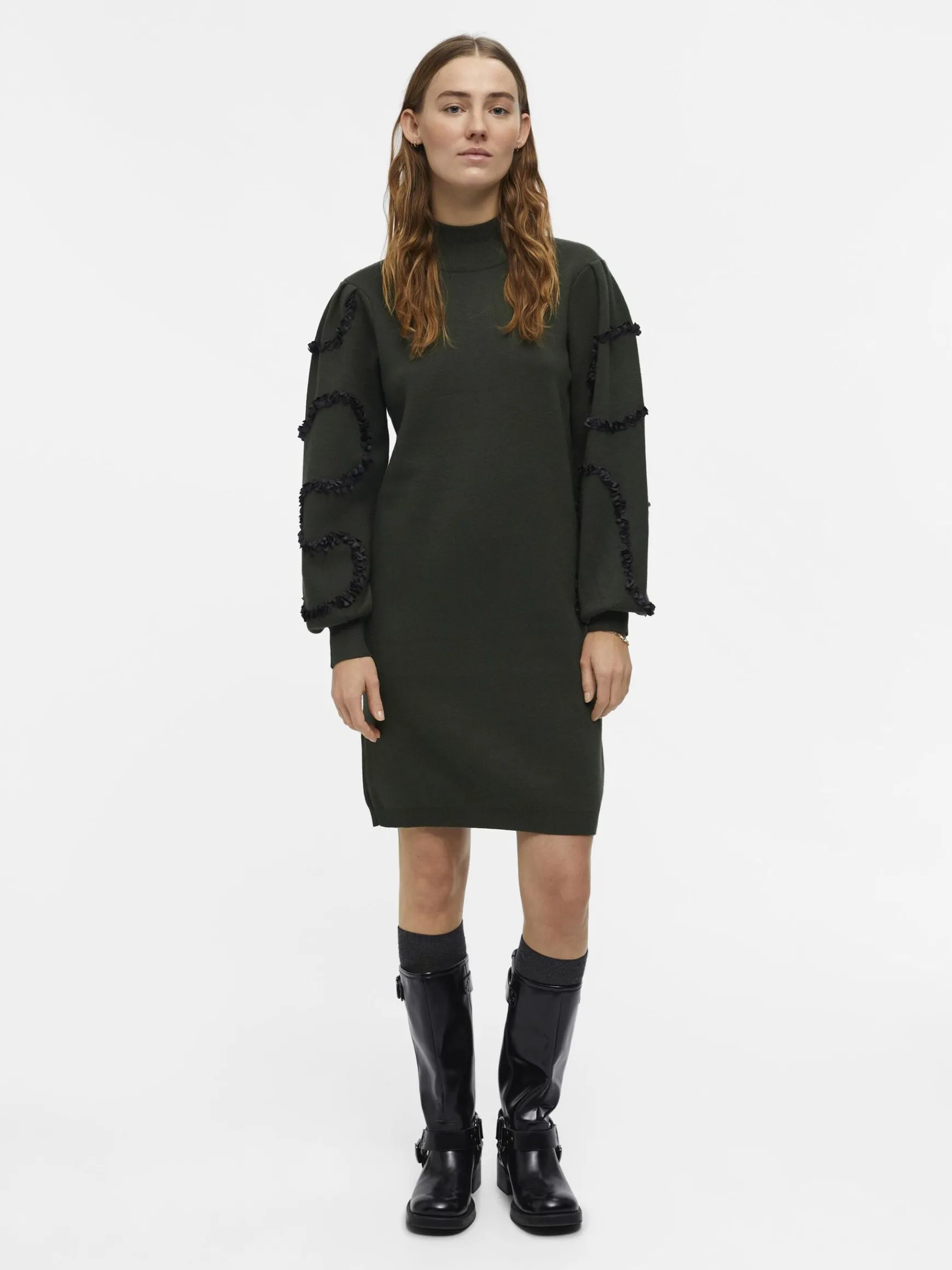 Dame OBJECT BALLONÆRMEDE STRIKKET KJOLE