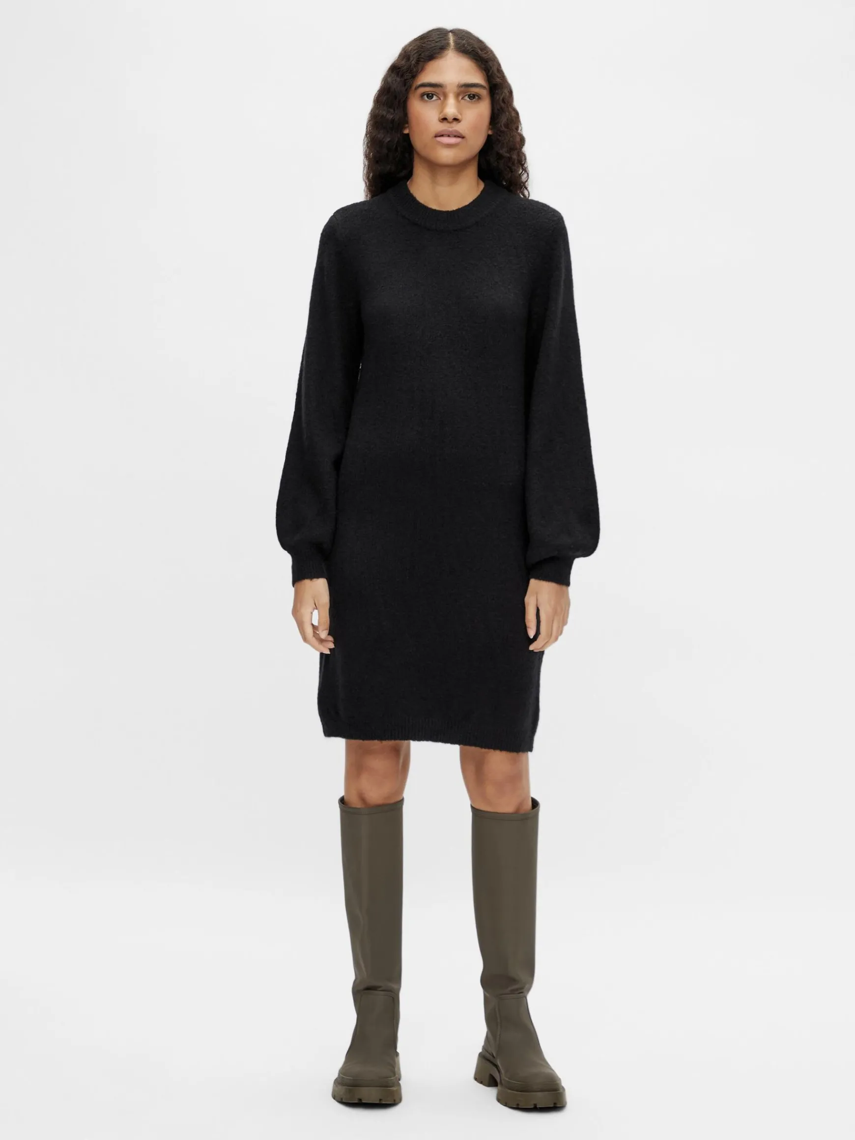 Dame OBJECT BALLONÆRMET STRIKKET KJOLE