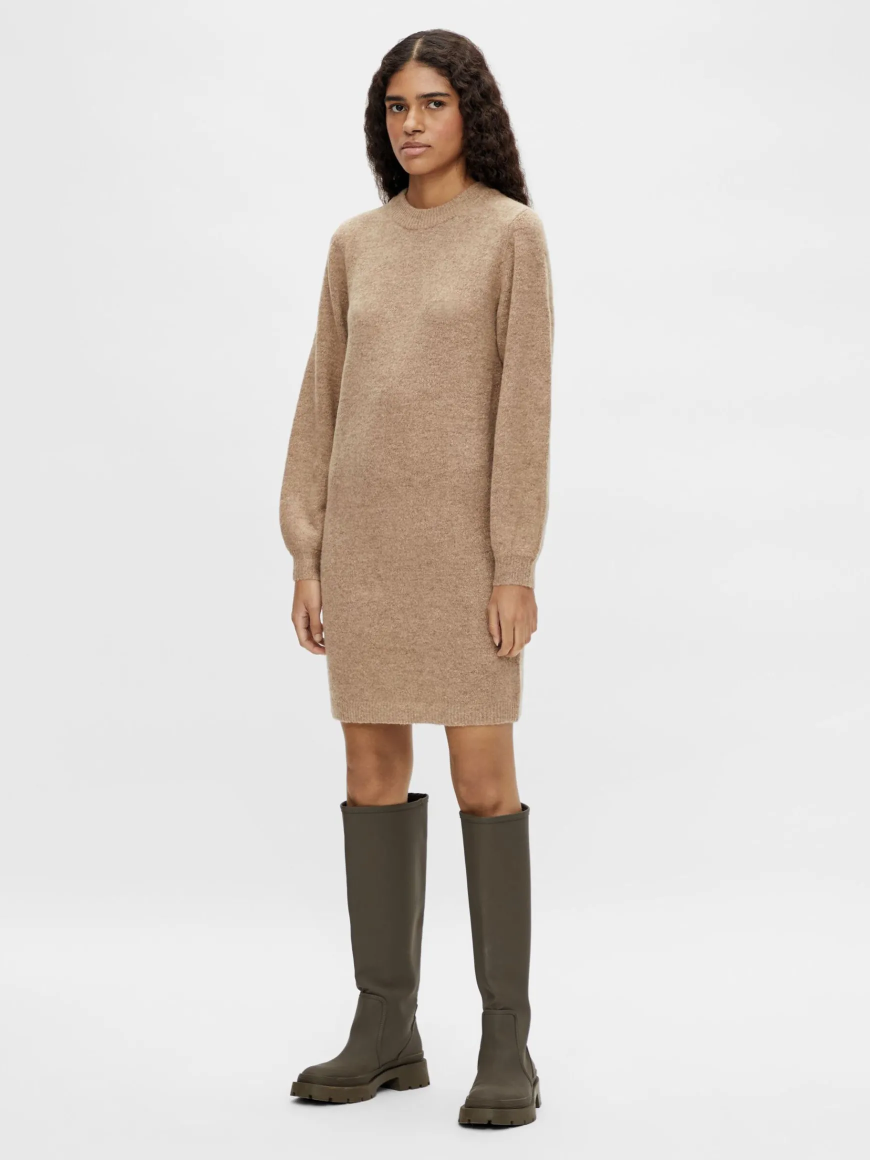 Dame OBJECT BALLONÆRMET STRIKKET KJOLE