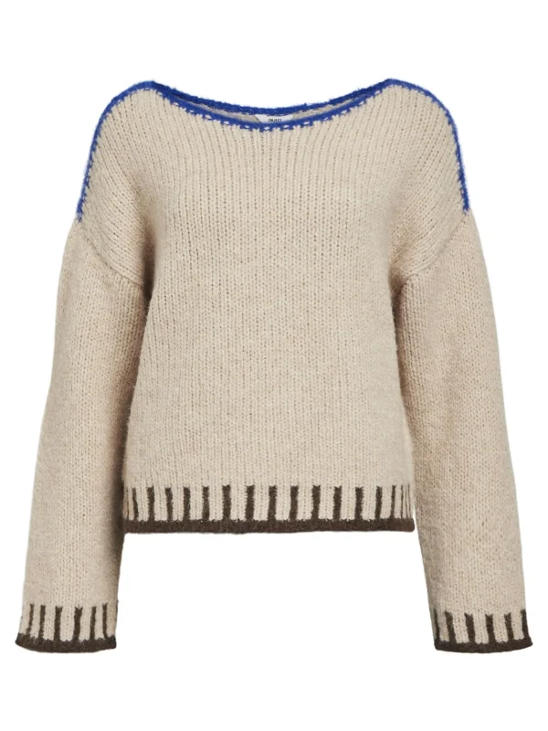 Dame OBJECT BÅDHALSUDSKÆRING STRIKTRØJE