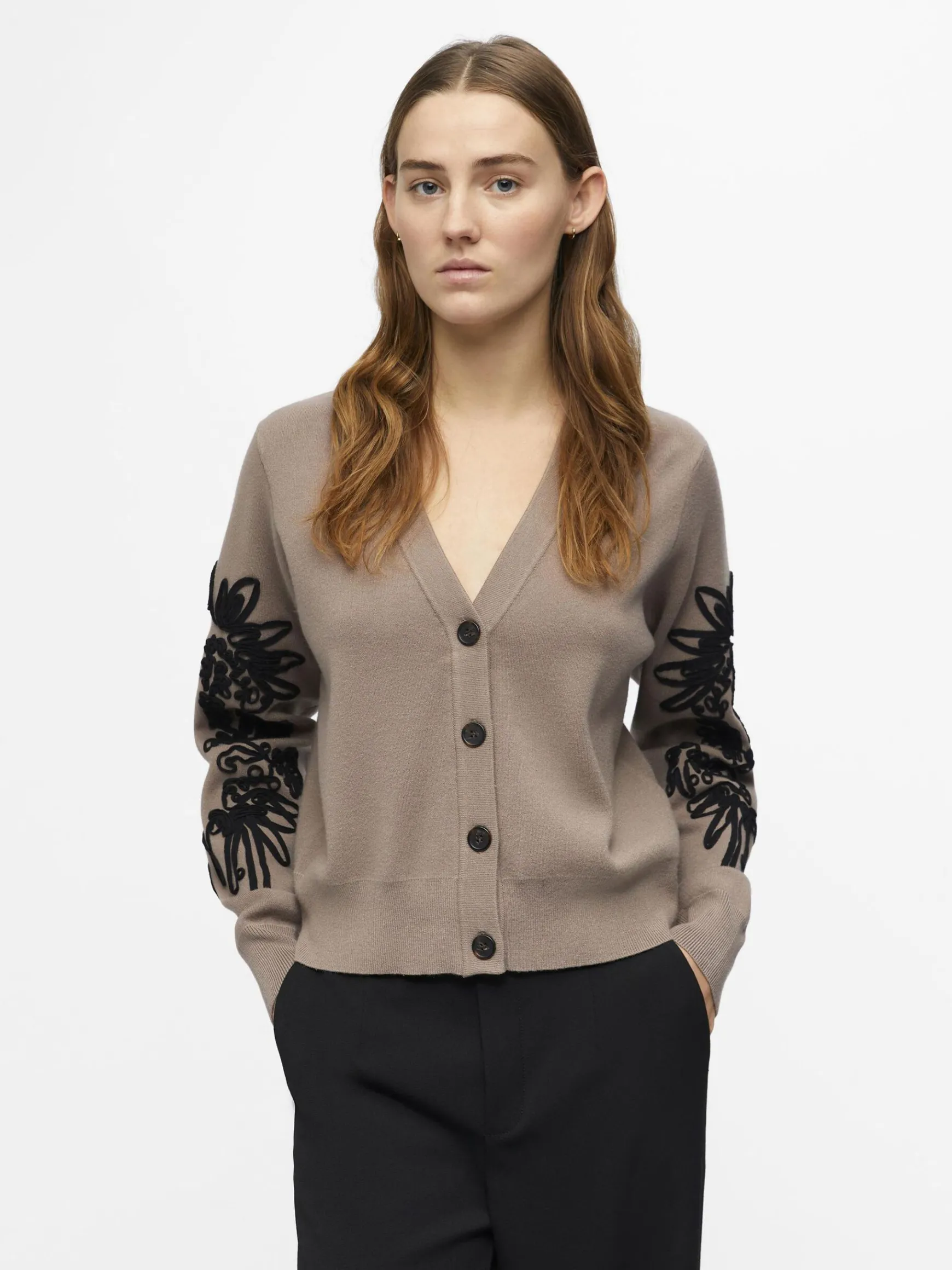 Dame OBJECT BRODERET CARDIGAN
