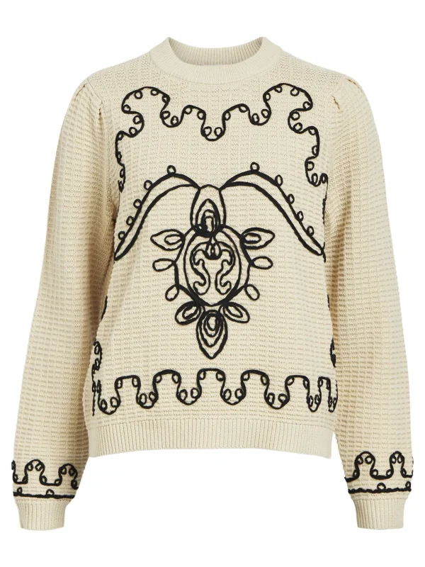 Dame OBJECT BRODERET PULLOVER