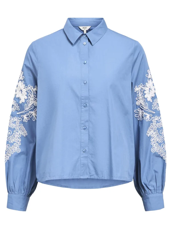 Dame OBJECT BRODERET SKJORTE