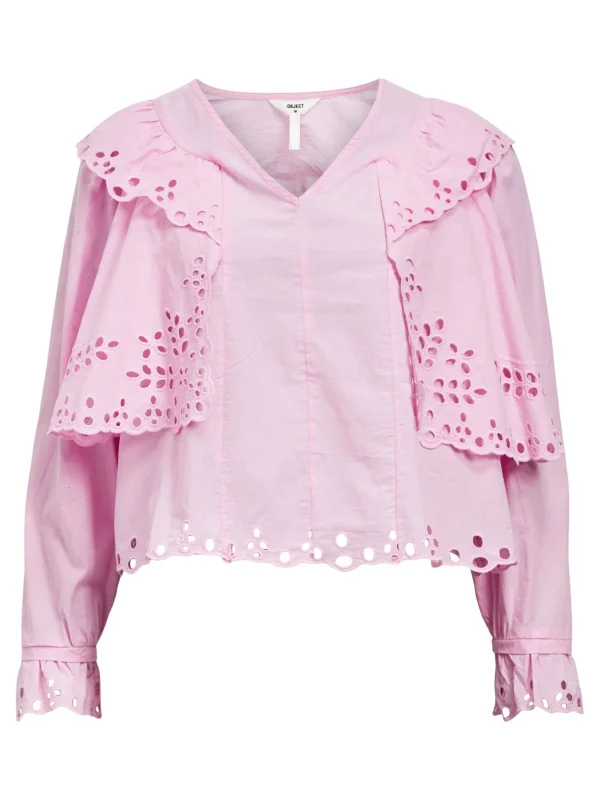 Dame OBJECT BRODERIE ANGLAISE BLUSE