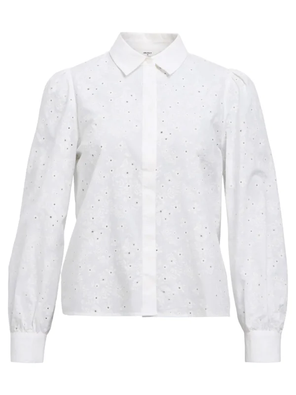 Dame OBJECT BRODERIE ANGLAISE SKJORTE