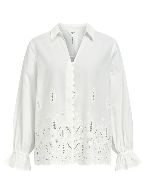 Dame OBJECT BRODERIE ANGLAISE SKJORTE