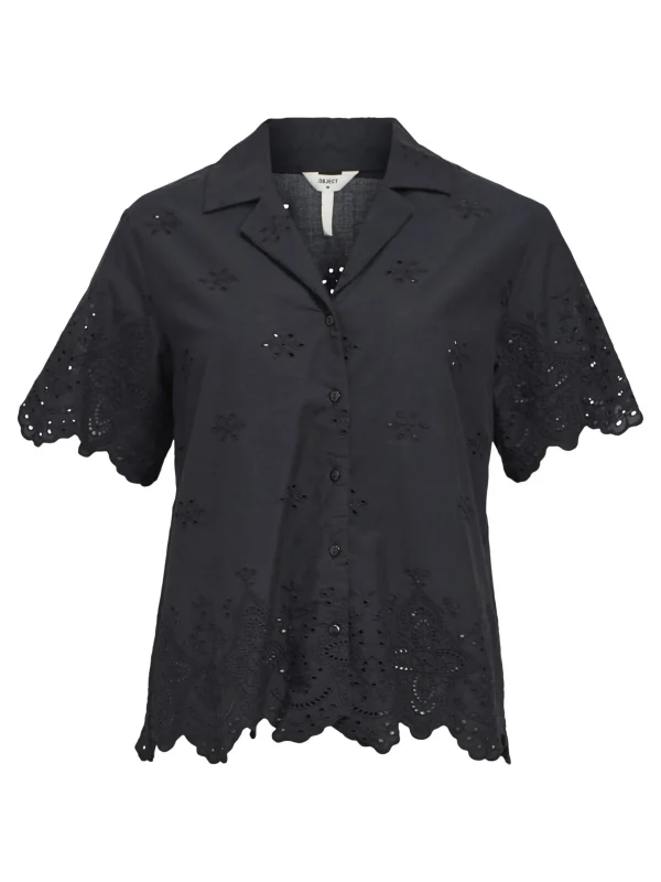 Dame OBJECT BRODERIE ANGLAISE SKJORTE