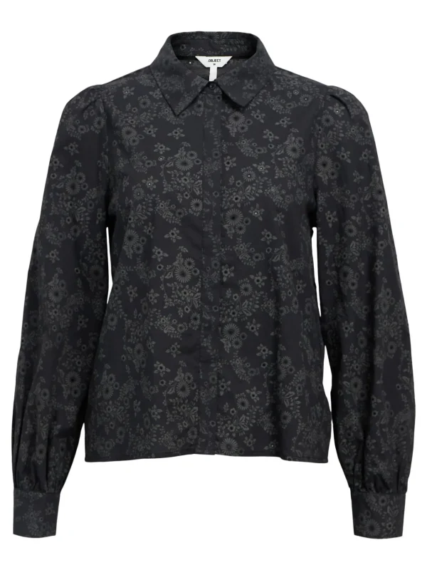 Dame OBJECT BRODERIE ANGLAISE SKJORTE