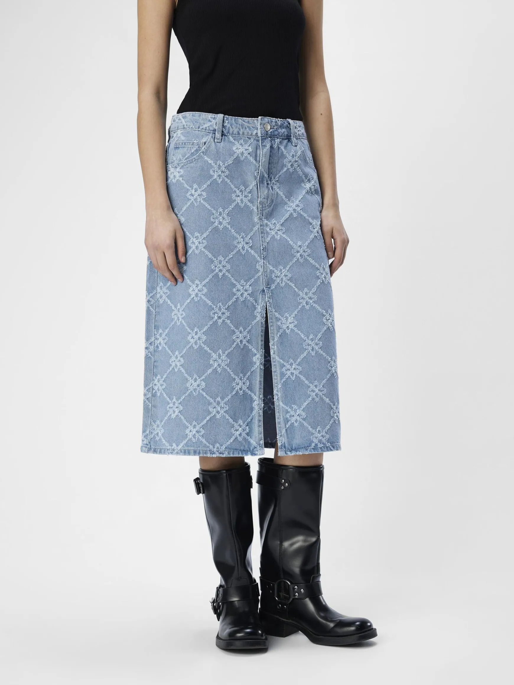 Dame OBJECT DENIM MIDINEDERDEL