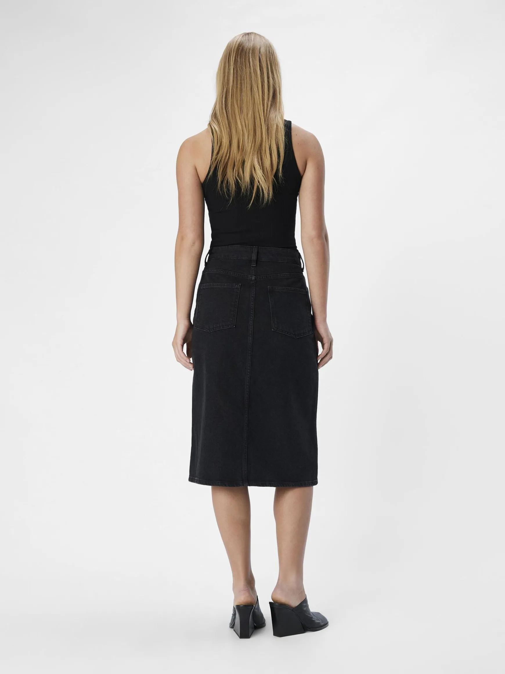 Dame OBJECT DENIM MIDINEDERDEL