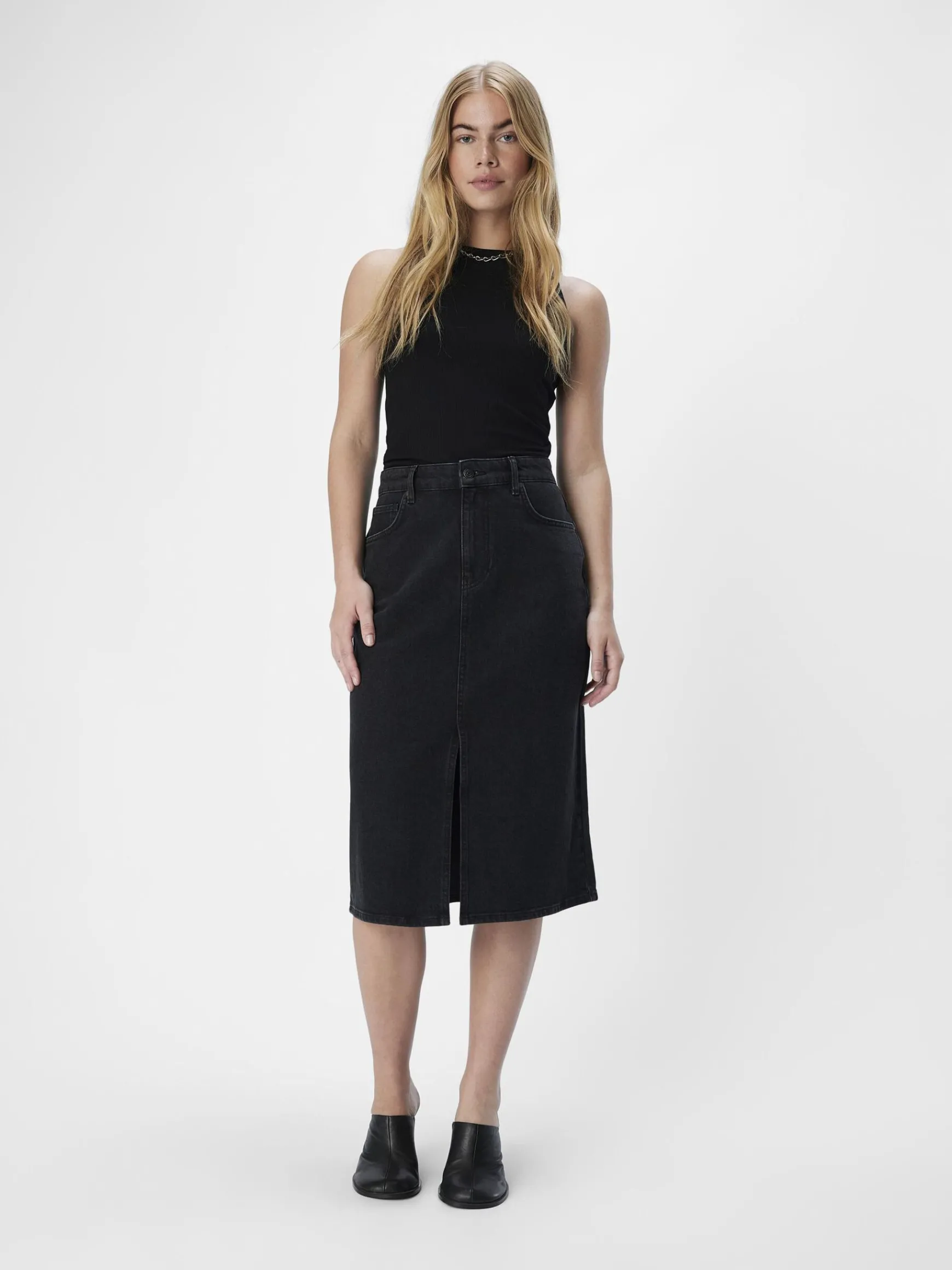 Dame OBJECT DENIM MIDINEDERDEL