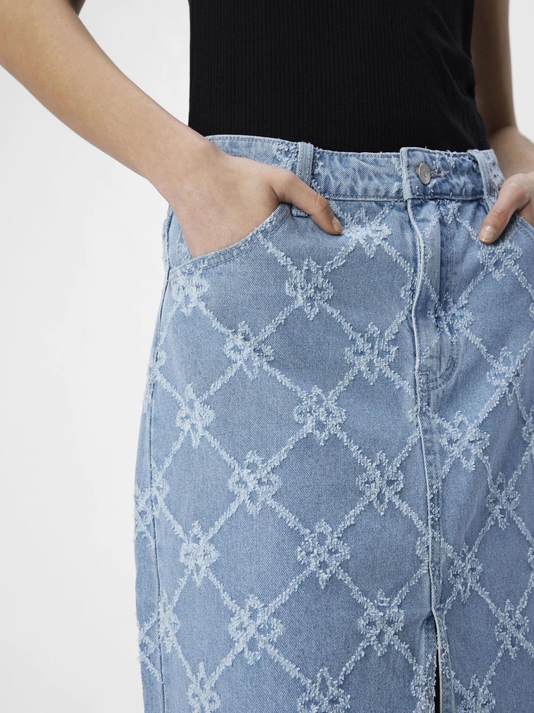 Dame OBJECT DENIM MIDINEDERDEL