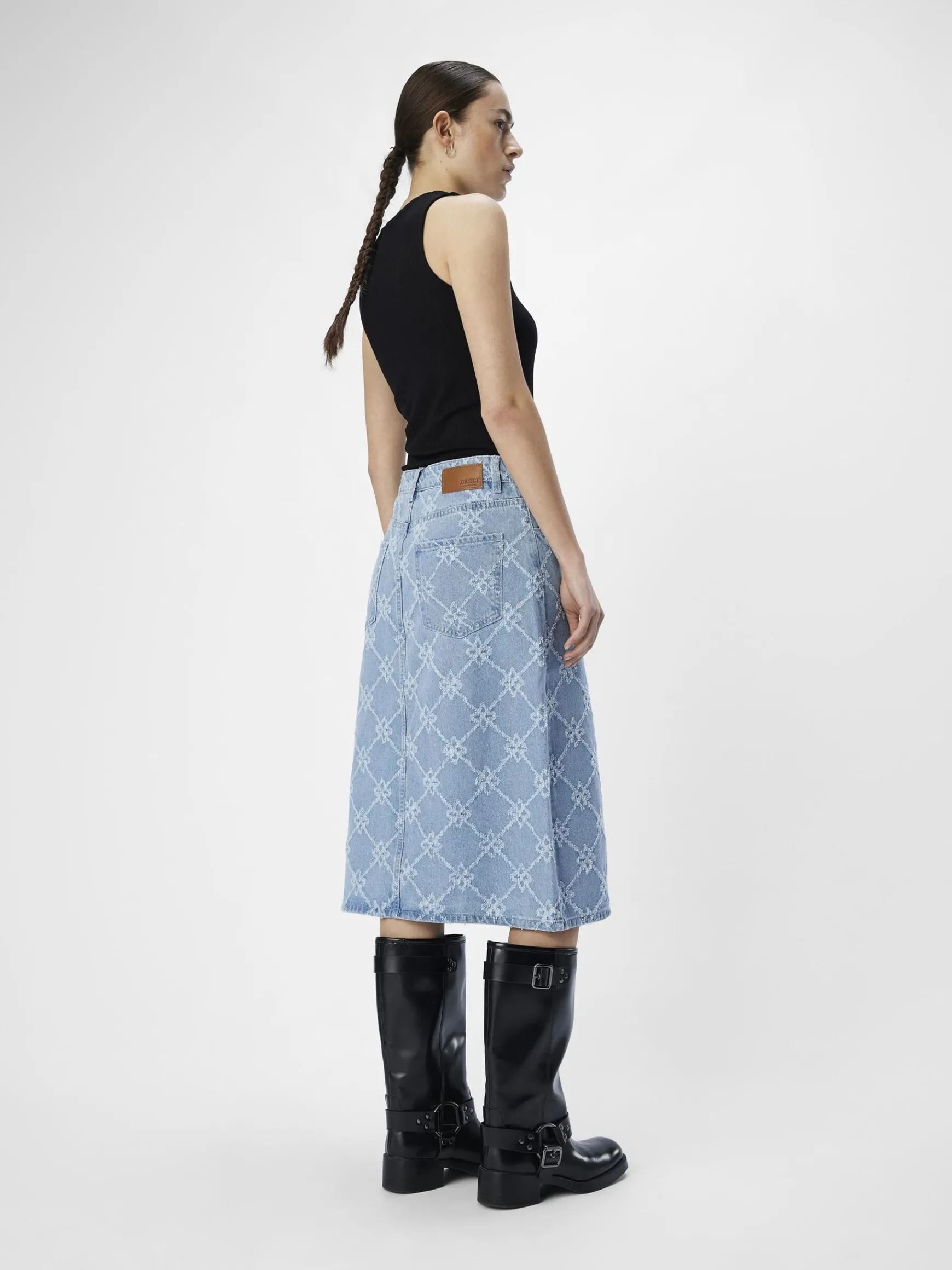 Dame OBJECT DENIM MIDINEDERDEL