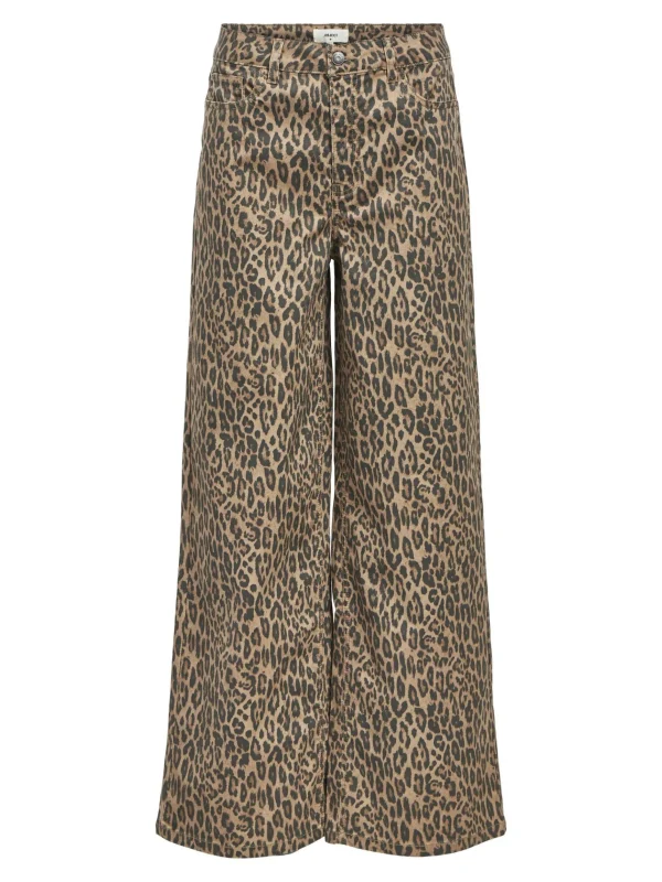 Dame OBJECT LEOPARDPRINT JEANS MED VIDE BEN
